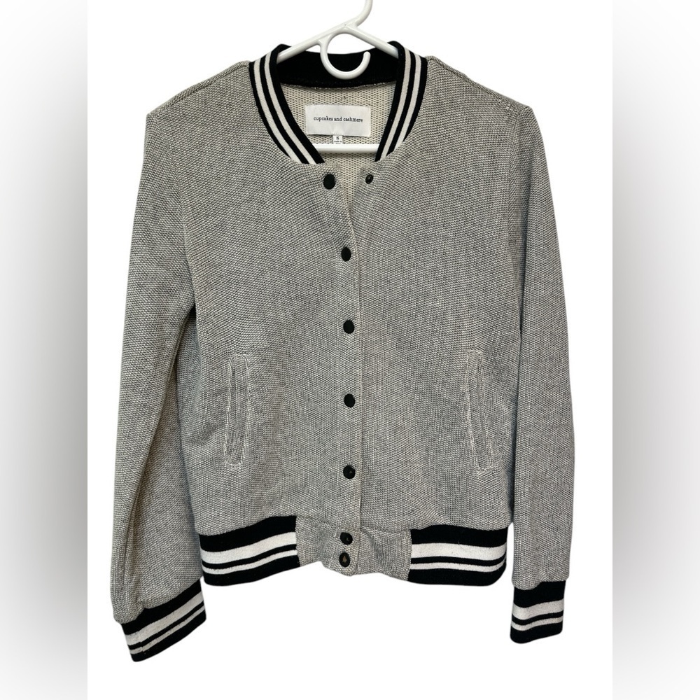 Cupcakes And Cashmere Carlton Knit Sweater Jacket Varsity